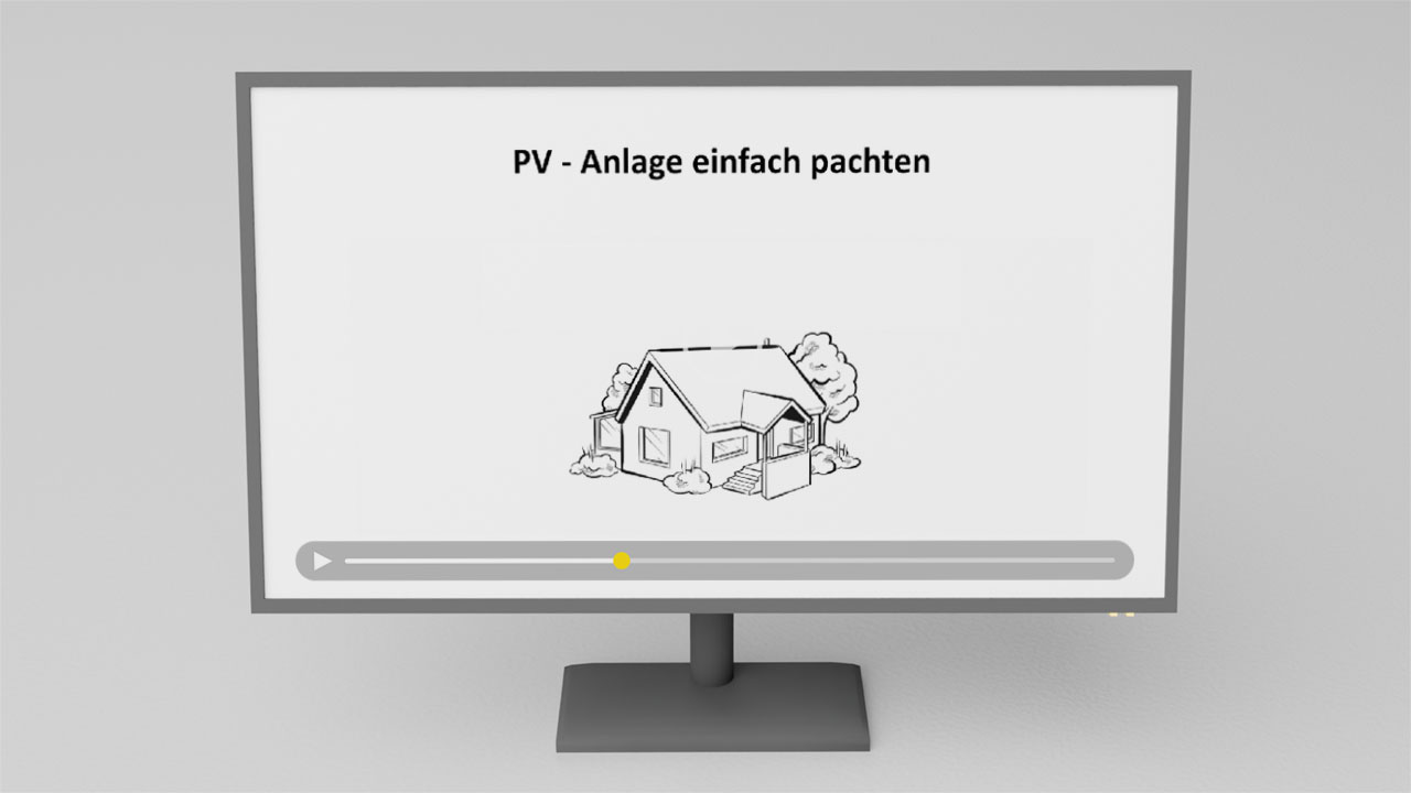 Bildschirm zeigt Erklärvideo über PV-Pacht