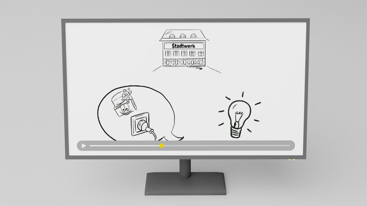 Bildschirm zeigt Erklärvideo über Energieberatung