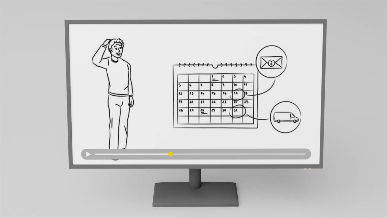Bildschirm zeigt Erklärvideo über 24 Stunden Lieferantenwechsel