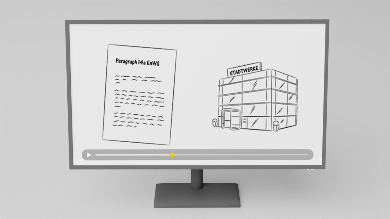Bildschirm zeigt Erklärvideo über steuerbare Verbrauchseinrichtungen