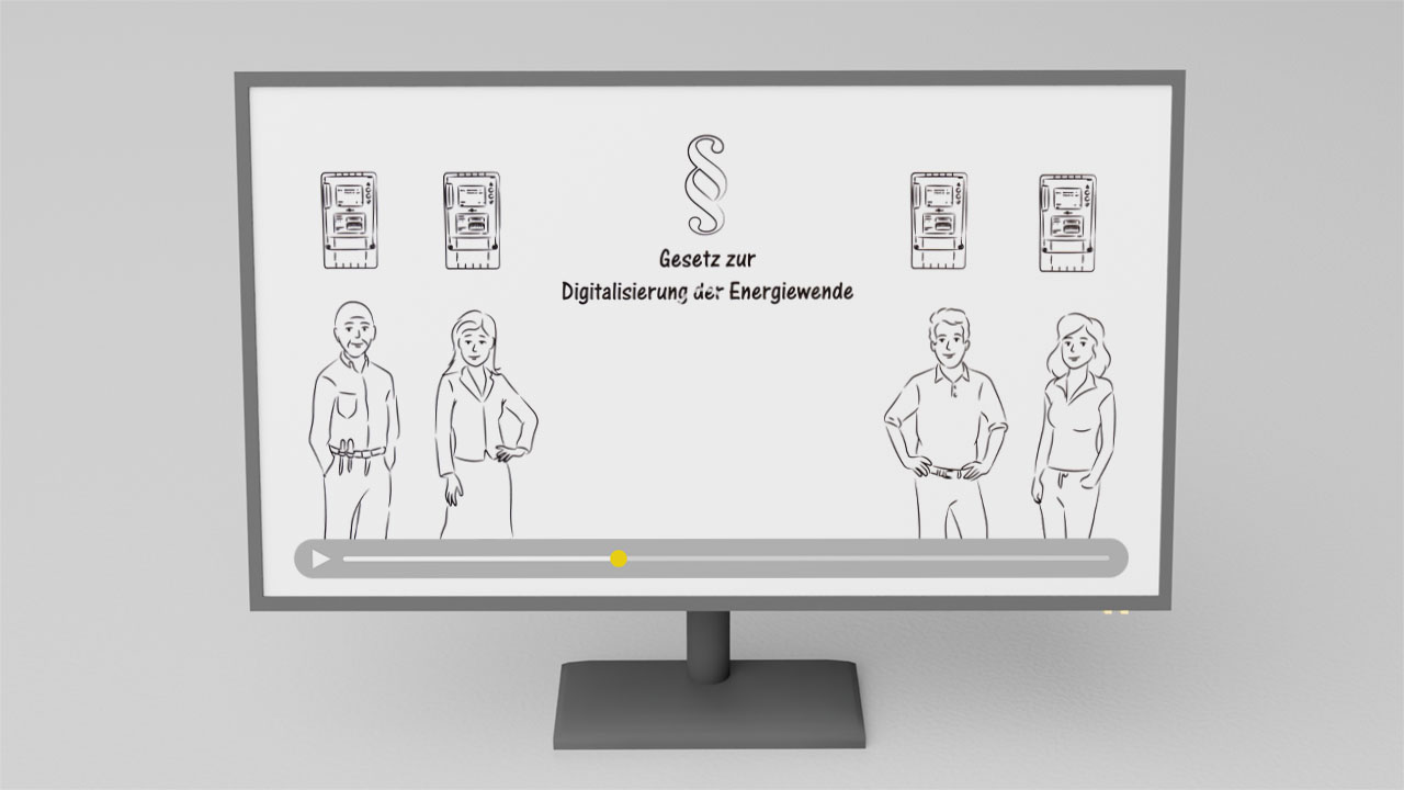 Bildschirm zeigt Erklärvideo über Smart Meter