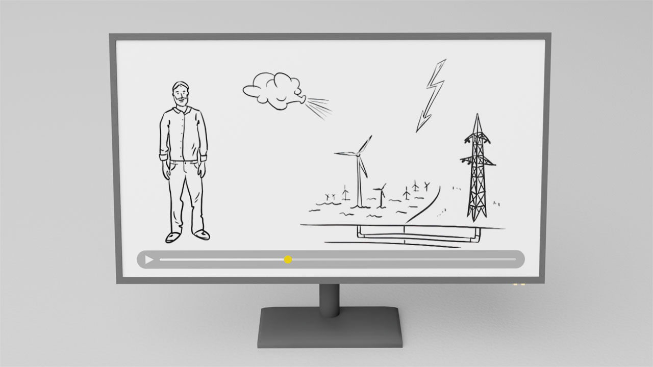 Bildschirm zeigt Erklärvideo zur Offshore Haftungsumlage